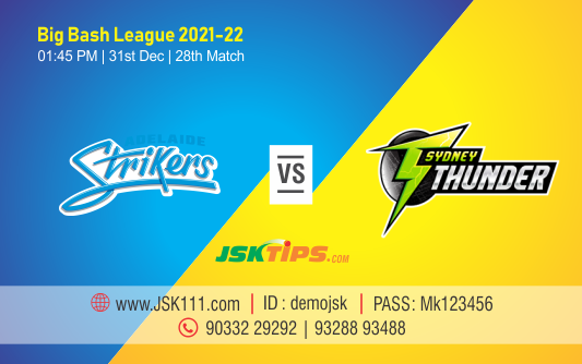 Cricket Betting Tips And Match Prediction For Adelaide Strikers vs Sydney Thunder 28th Match Online Betting Tips Cbtf Cricket-Free Cricket Tips-Match Tips-Jsk Tips