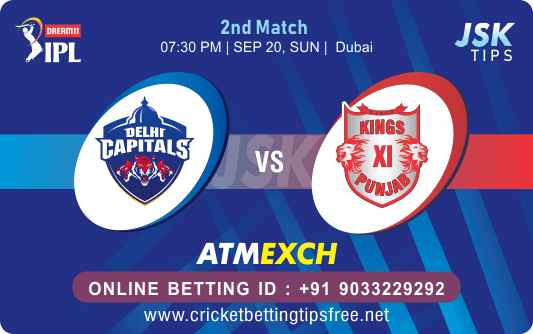 Cricket Betting Tips And Online Match Prediction For Delhi vs Punjab 2nd Match Preview 20-09-2020