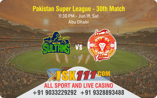 Cricket Betting Tips And Match Prediction For Multan Sultans vs Islamabad United 30th Match Tips With Online Betting Tips Cbtf Cricket-Free Cricket Tips-Match Tips-Jsk Tips