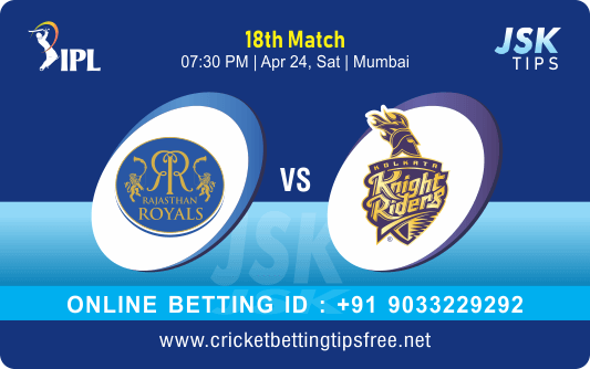 Cricket Betting Tips And Match Prediction For Rajasthan vs Kolkata 18th Match Tips With Online Betting Tips Cbtf Cricket-Free Cricket Tips-Match Tips-Jsk Tips
