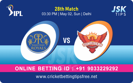 Cricket Betting Tips And Match Prediction For Rajasthan vs Hyderabad 28th Match Tips With Online Betting Tips Cbtf Cricket-Free Cricket Tips-Match Tips-Jsk Tips